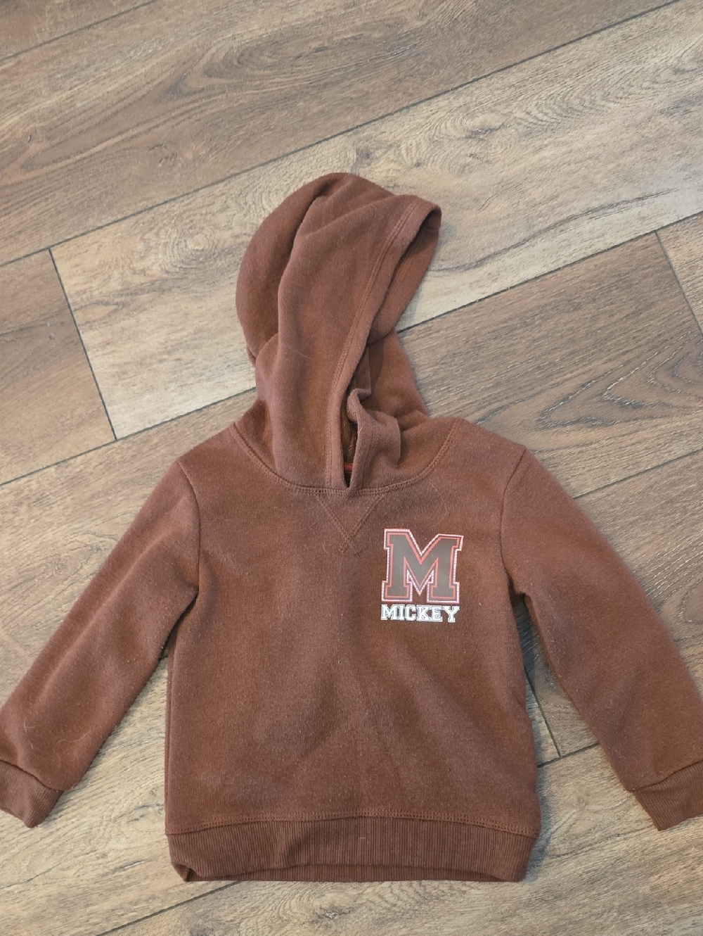 Disney Brown Mickey Hooded Pullover Sweatshirt